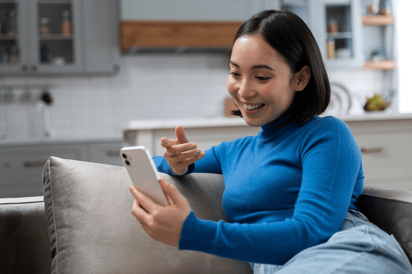 Asian woman with smartphone